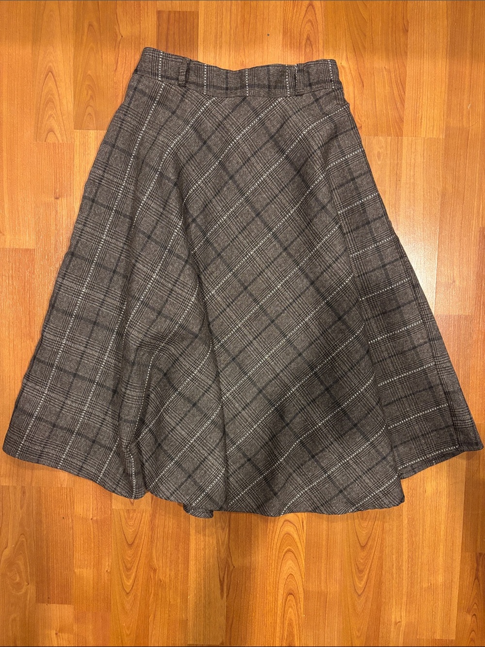 Womens Brown Plaid A-Line Skirt